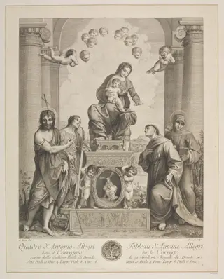 The Madonna with Saint Francis, by Etienne Fessard, 1750