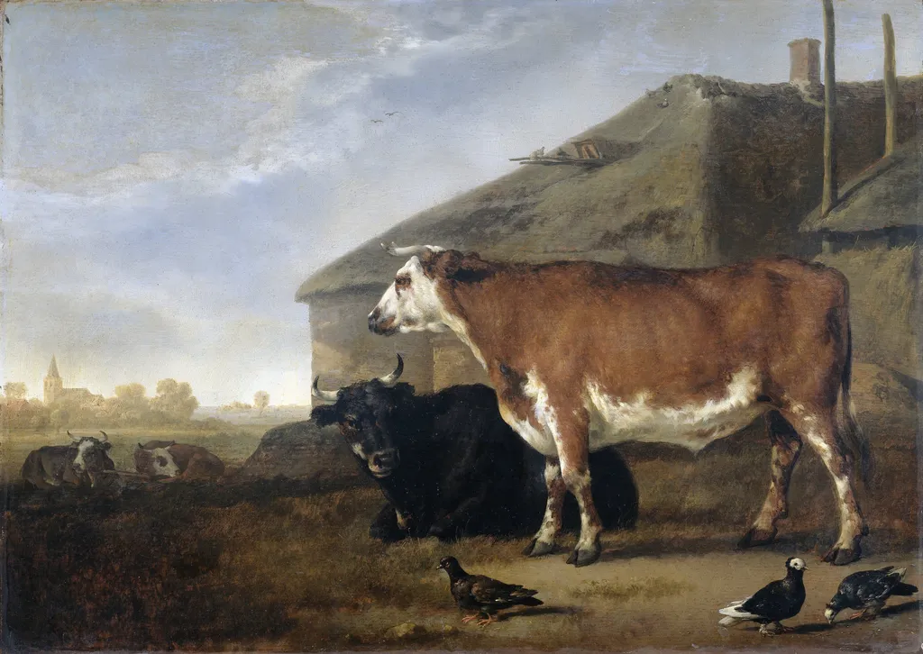 Cattle, by Abraham van Calraet, oil, 1696