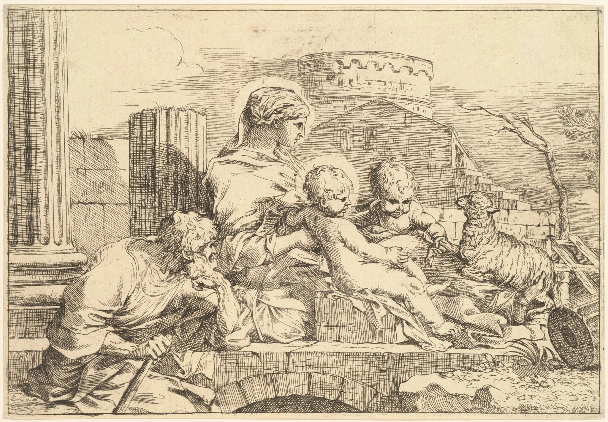 Holy Family Seated on an Arch, detail