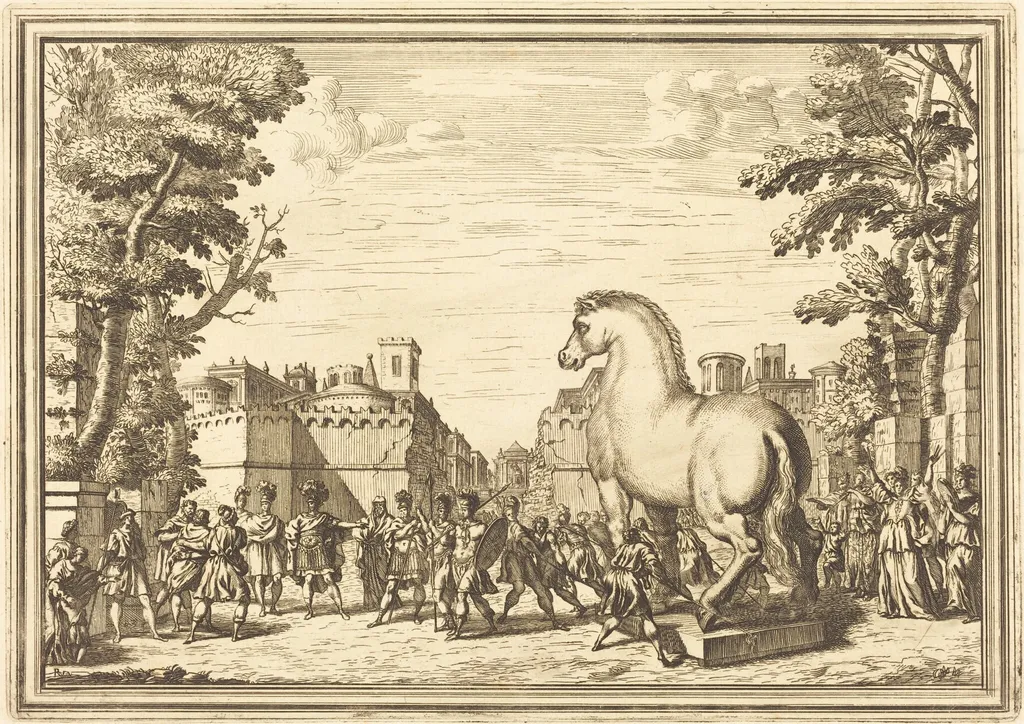 Il Greco in Troia: Plate 4, by Arnold von Westerhout, ink, 1688