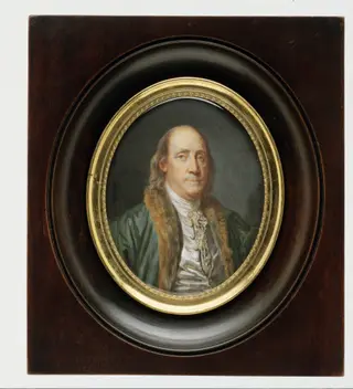 Benjamin Franklin (1706–1790), after a Painting by Greuze of 1777, by Charles Paul Jérôme de Bréa, ivory, 1789