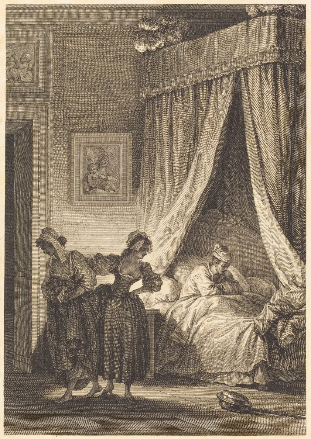 La gageure des trois commeres: La servante, by Antoine-Jean Duclos, ink, 1786