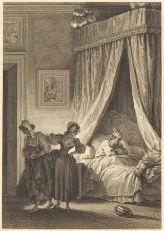 La gageure des trois commeres: La servante, by Antoine-Jean Duclos, ink, 1786