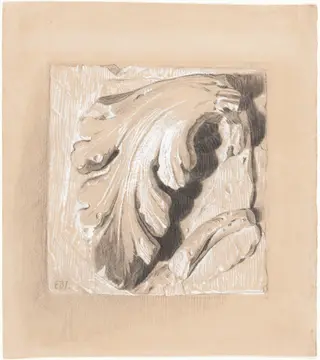 A Fragment from an Antique Frieze, by Edward Coley, Sir Burne-Jones, chalk, 1866