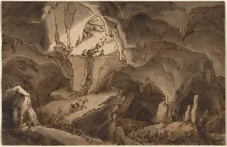 Entrance to the Bowels of the Earth, by Antonio Basoli, ink, 1839