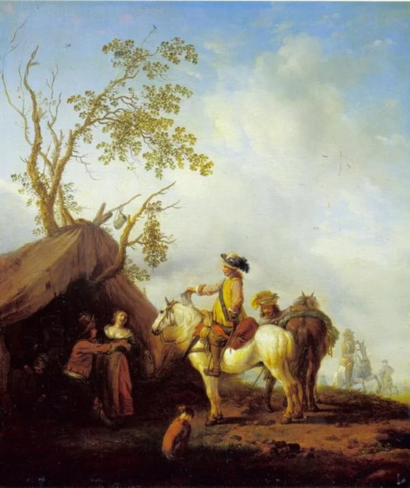 Horsemen before a Camp Follower's Tent, detail