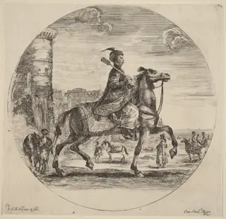 Polish Cavalier, by Stefano Della Bella, ink, 1637