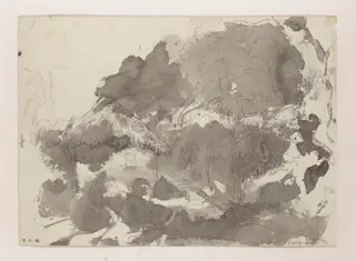 A thatched dwelling amid trees, Bengal, by George Chinnery, 16