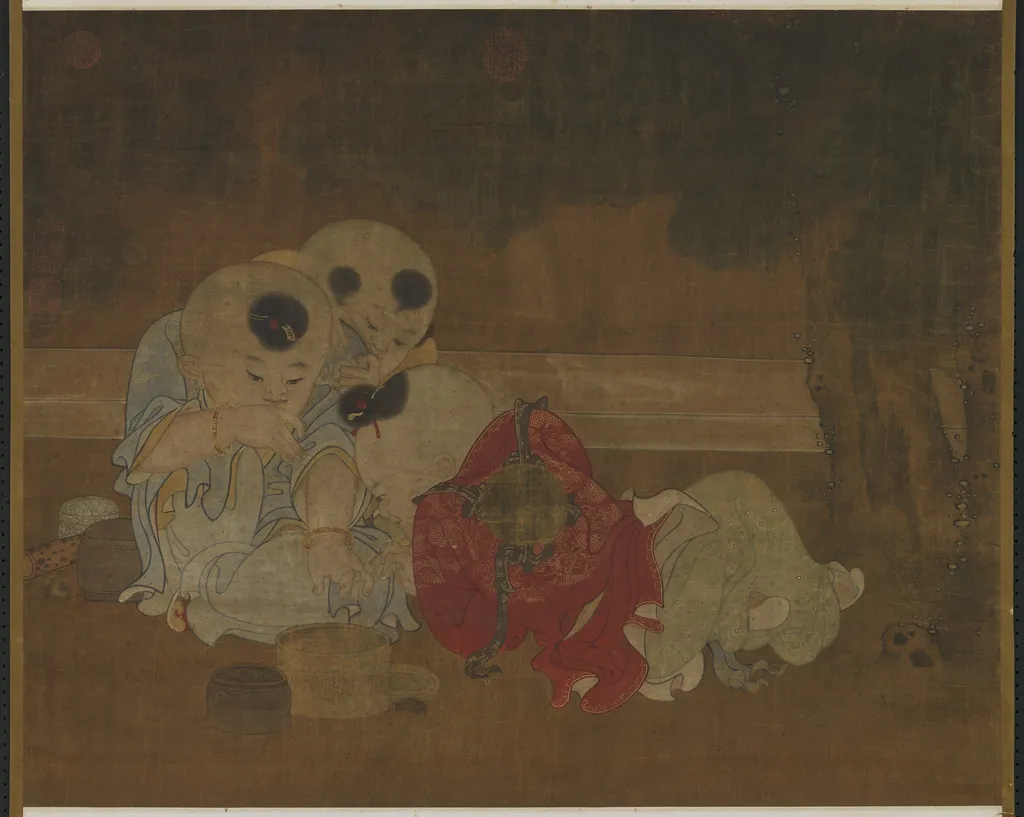 Children Playing in a Garden in Autumn, by Su Hanchen, unspecified