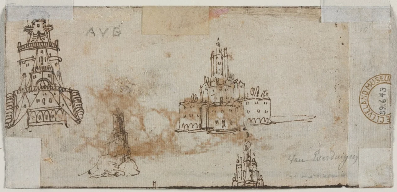 Sketches of Castles (verso), detail