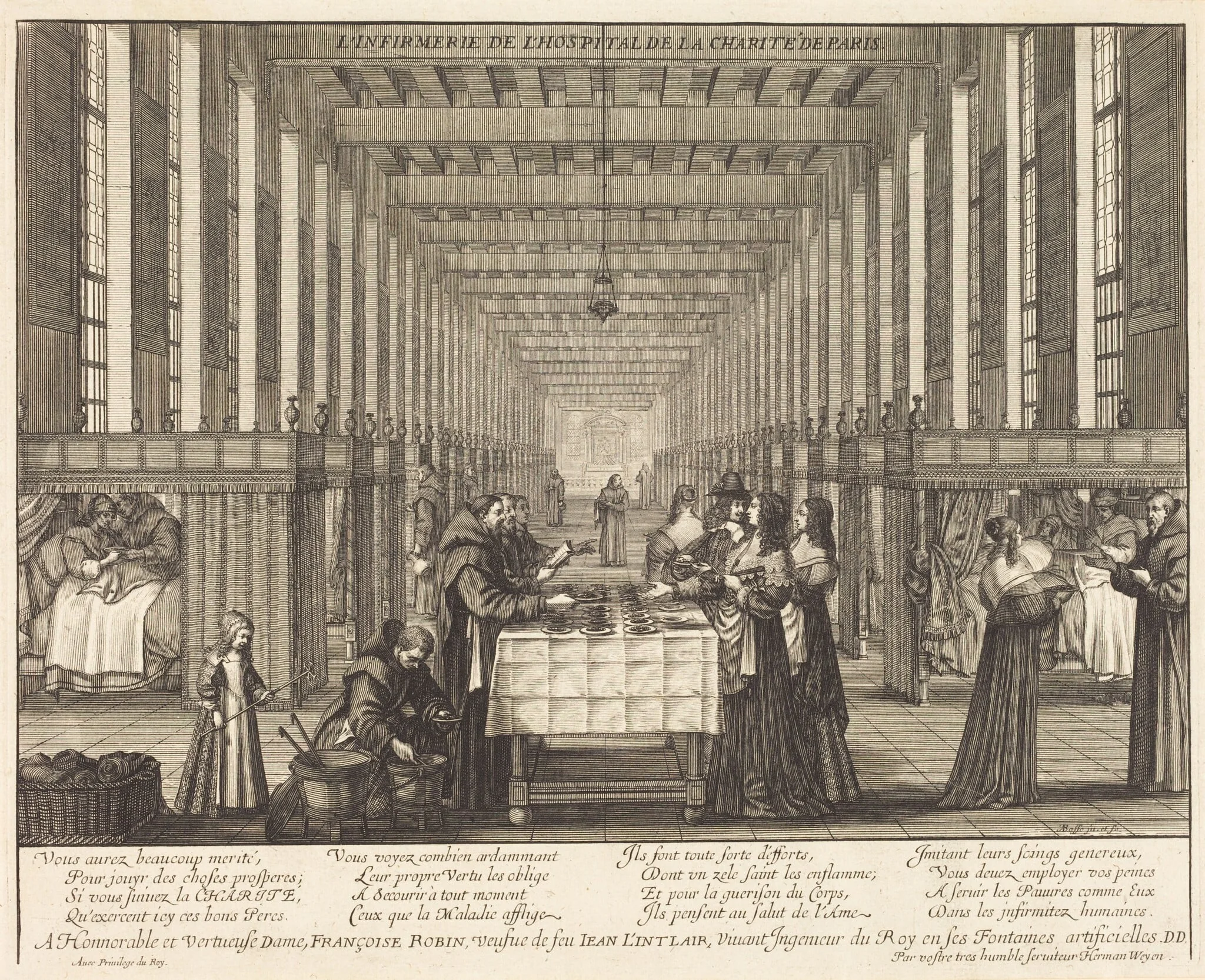 L'Infirmerie de l'hospital de la Charite de Paris, detail