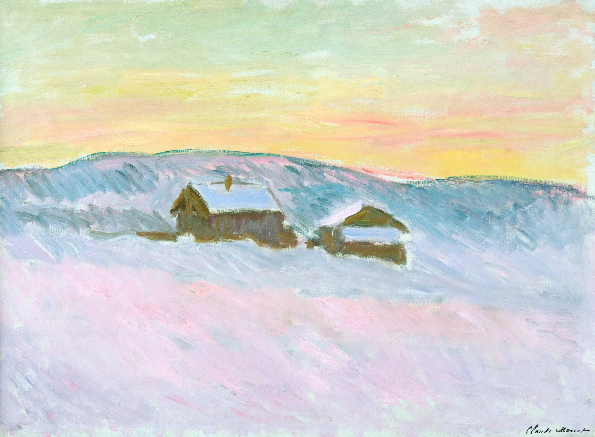 Paysage de Norvège. Les maisons bleues, detail
