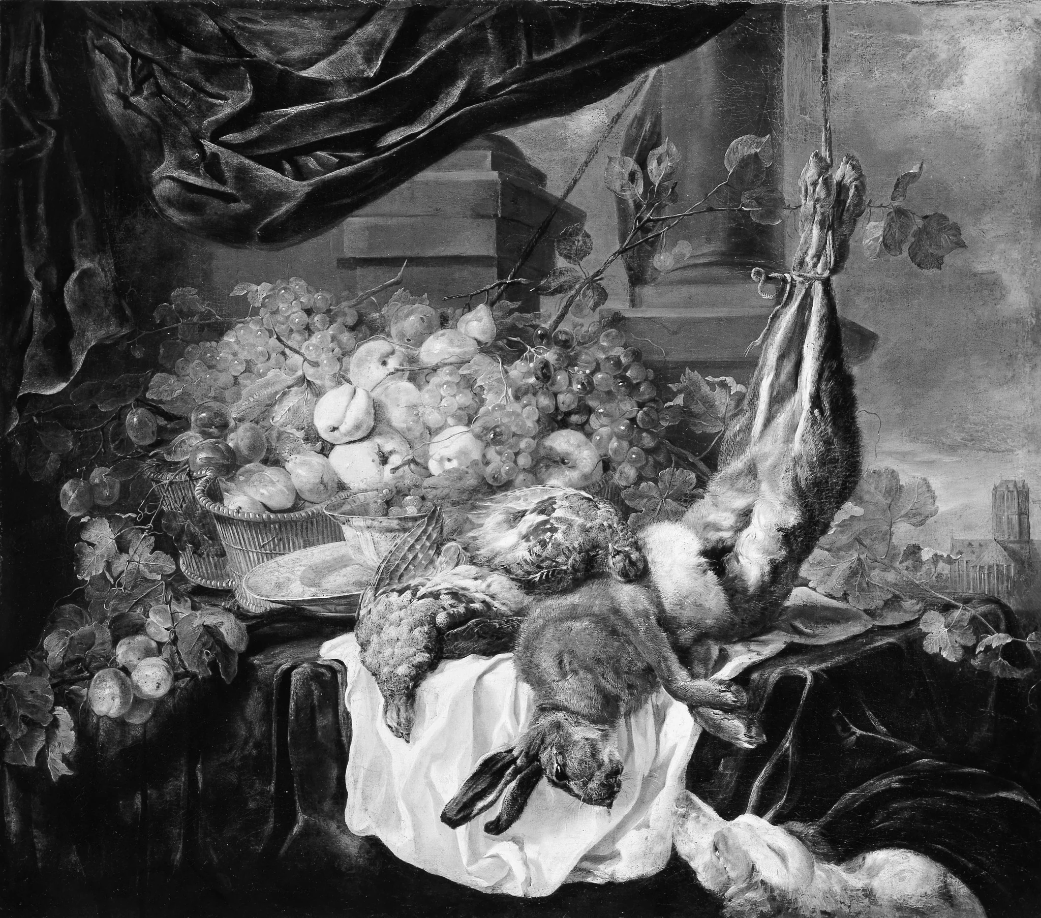 A Hare, Partridges, and Fruit, detail