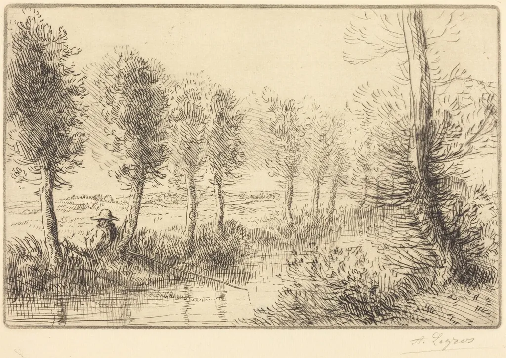 Near the Mill (Pres du moulin), by Alphonse Legros, ink, 1874