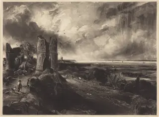 Hadleigh Castle (Large Plate), by David Lucas, ink, 1830