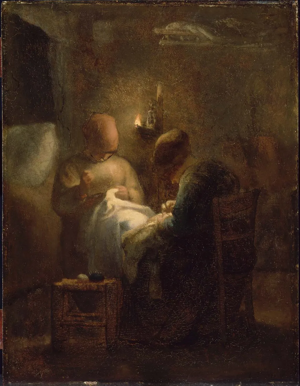 Women Sewing by Lamplight (La Veillée), by Jean François Millet, unspecified, 1854