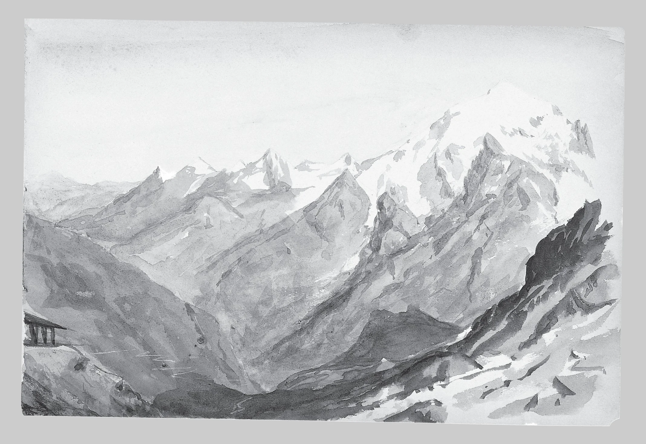 Ortler Spitz from Summit of Stelvio Pass (from Switzerland 1869 Sketchbook), detail