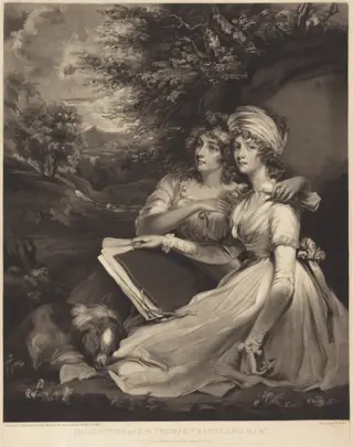 Daughters of Sir Thomas Frankland Bart (The Sisters), by William Ward, ink, 1797