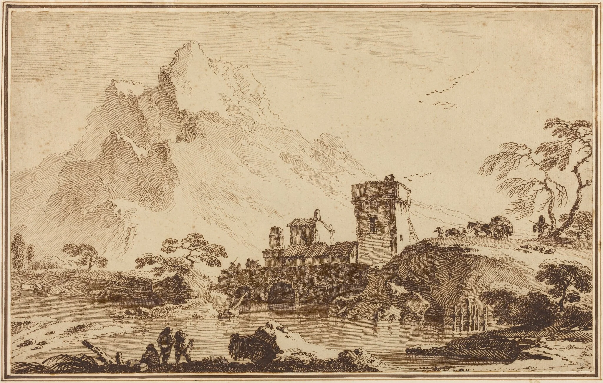 Fortified Bridge against Distant Mountains, detail