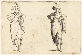Gentleman Viewed from the Front with Hand on Hip, by Jacques Callot, ink, 1622