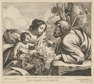 Holy Family with a Bird, by Simon Vouet, ink, 1633