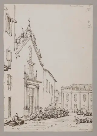The Misericordia Church and part of the Senate House, Macao, by George Chinnery, 14
