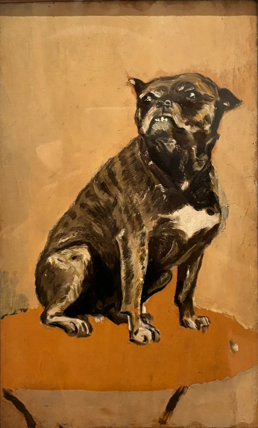 Touc, Seated on a Table, by Henri de Toulouse-Lautrec, oil, 1890