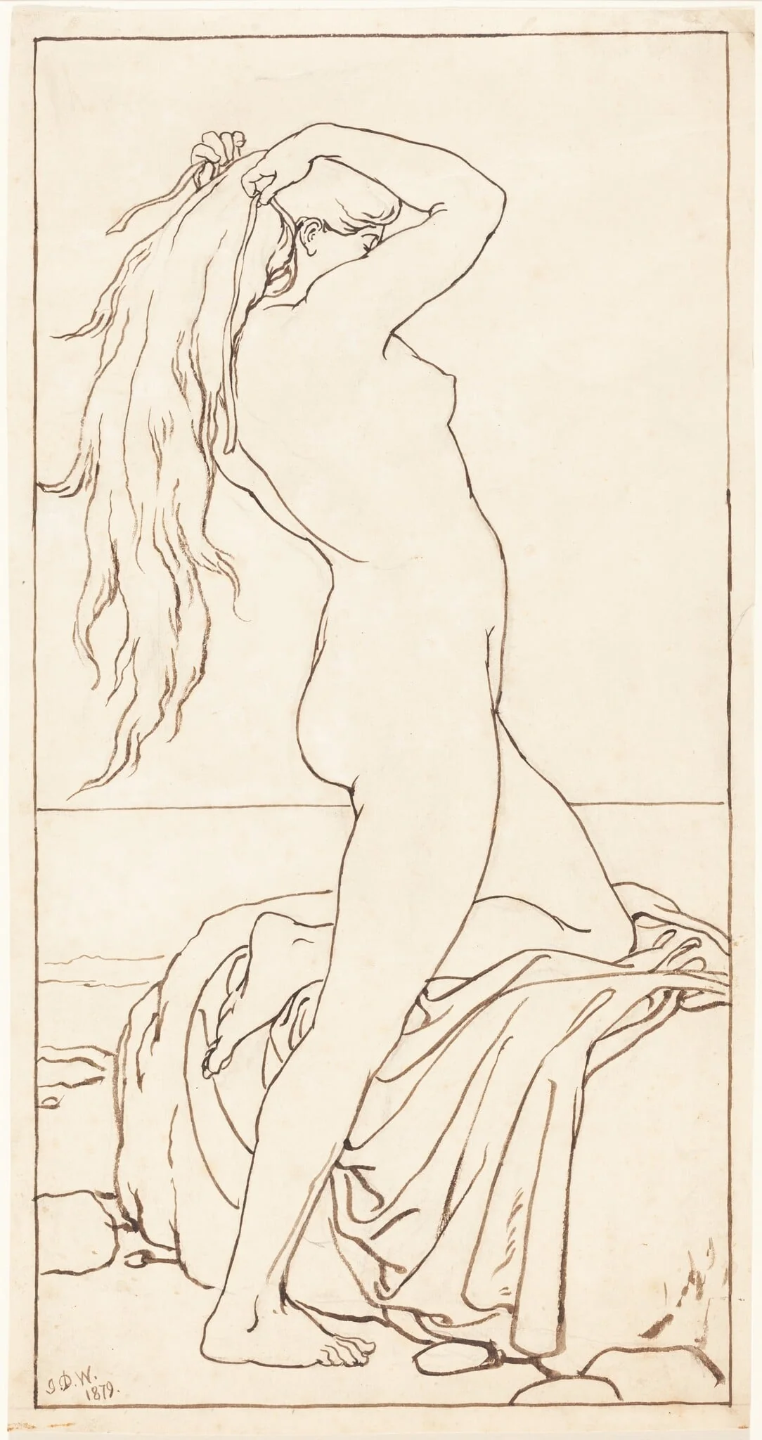 Standing Nude Binding Her Hair, detail