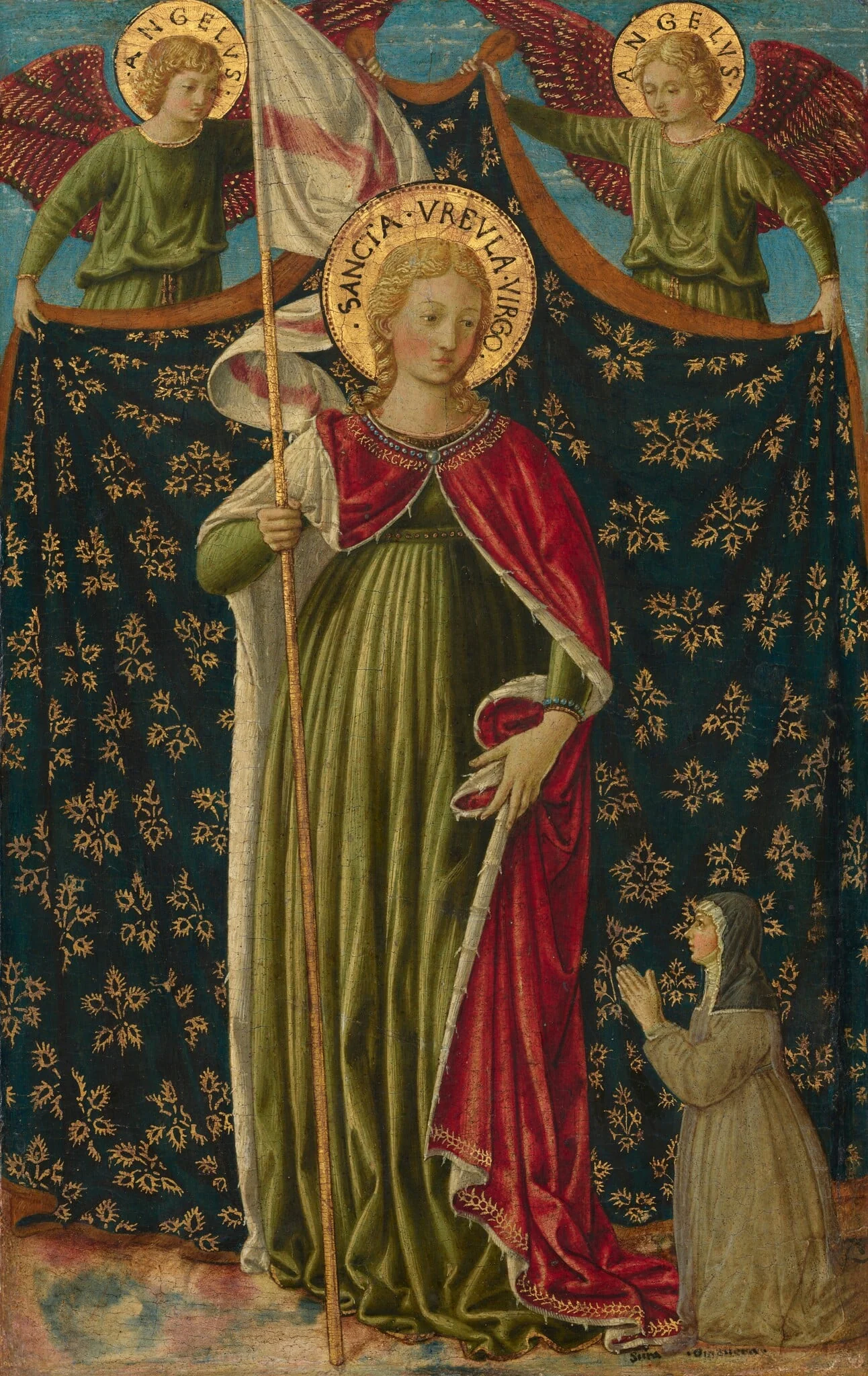 Saint Ursula with Two Angels and Donor, detail