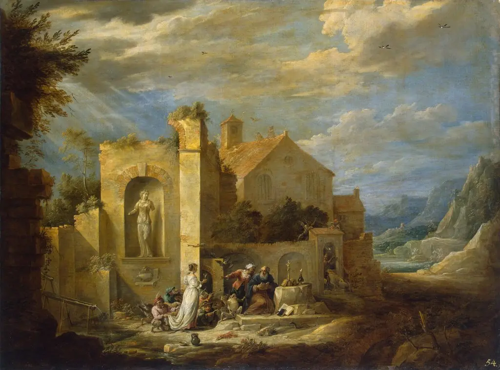 Temptation of St Antony, by David Teniers the Younger, oil, 1654
