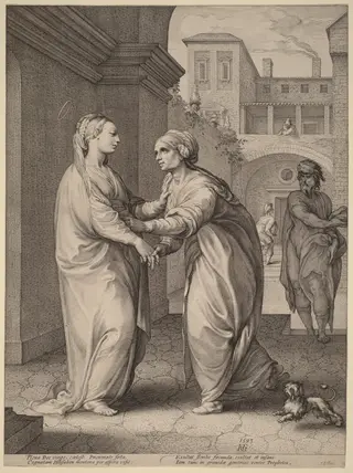 The Visitation, by Hendrick Goltzius, ink, 1593