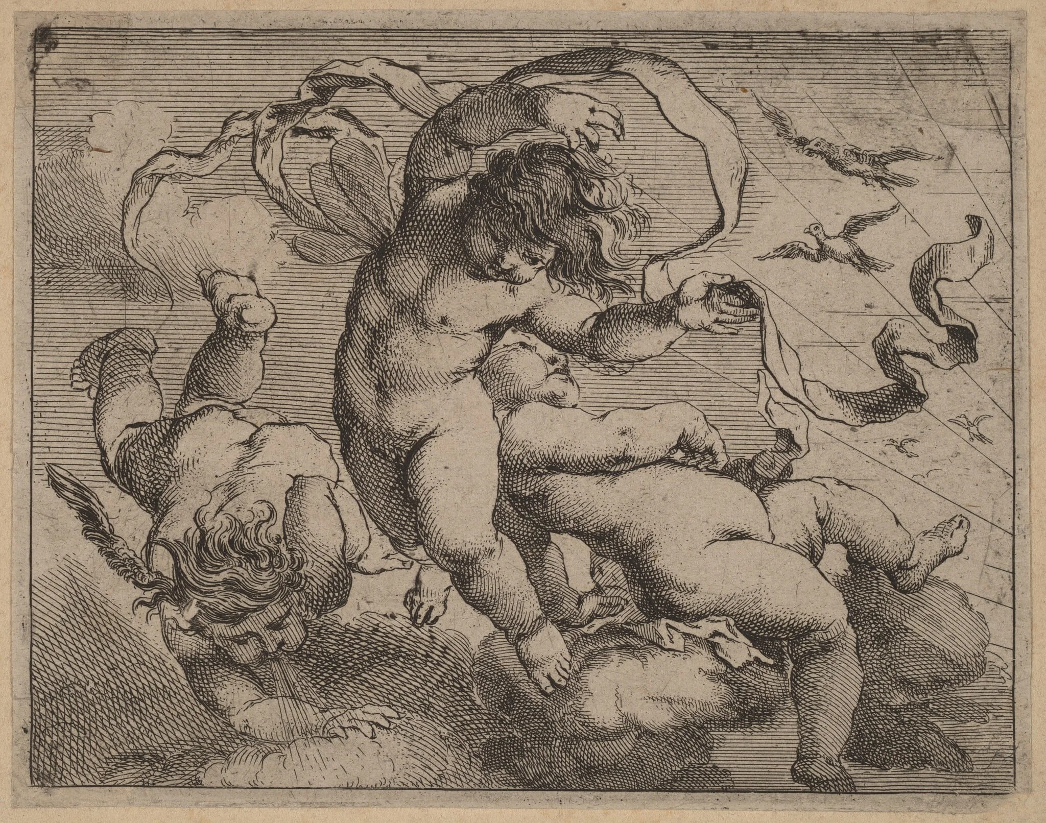 Three Flying Putti, detail