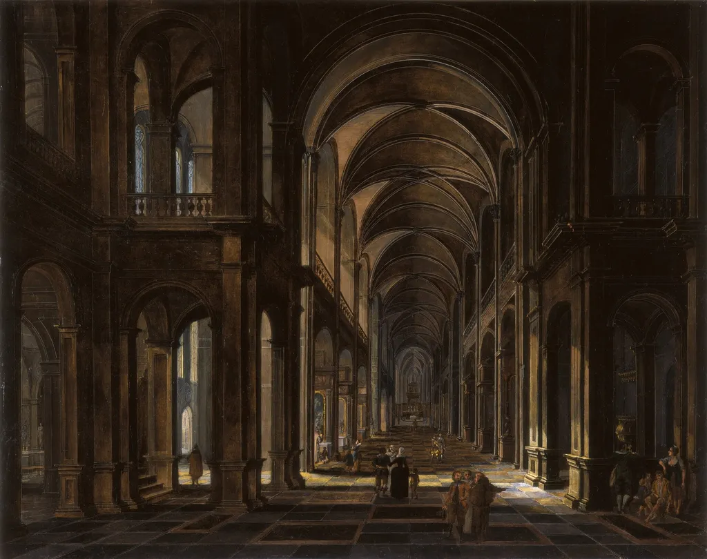 Interior of a Church, by Pieter Neefs the Elder, oil, 1628