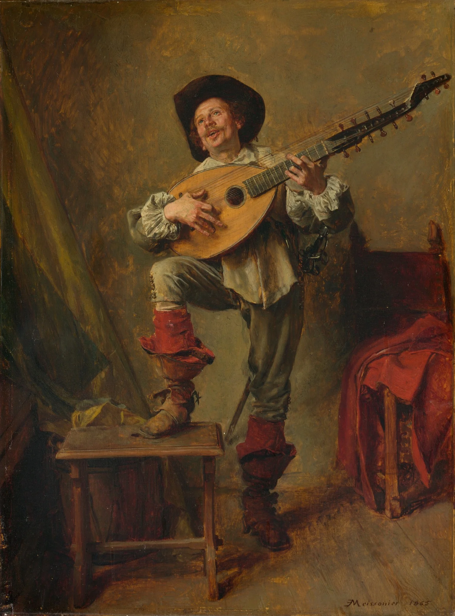 Soldier Playing the Theorbo, detail