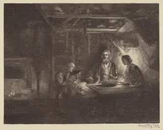 Philemon and Baucis, by Timothy Cole, ink, 1927