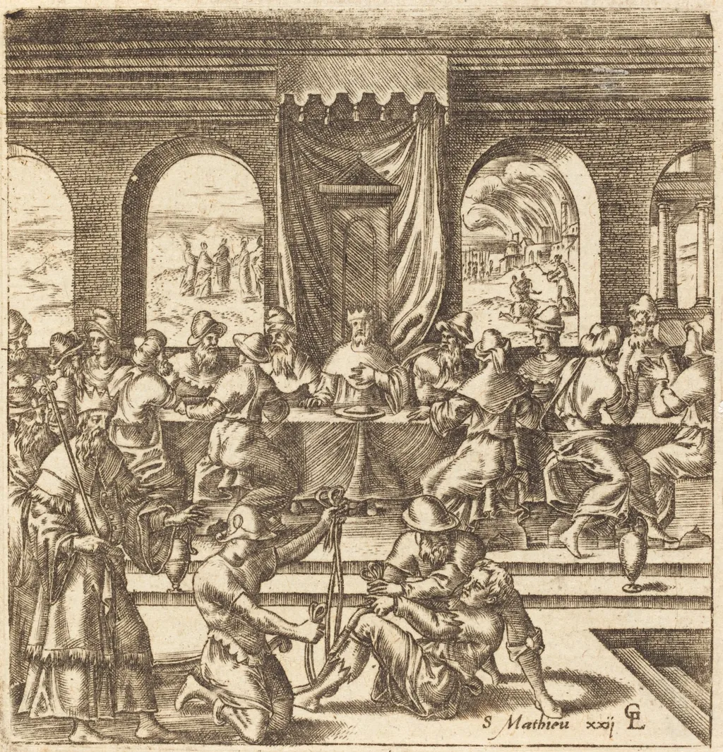 The Parable of the Marriage Feast, by Léonard Gaultier, ink, 1578