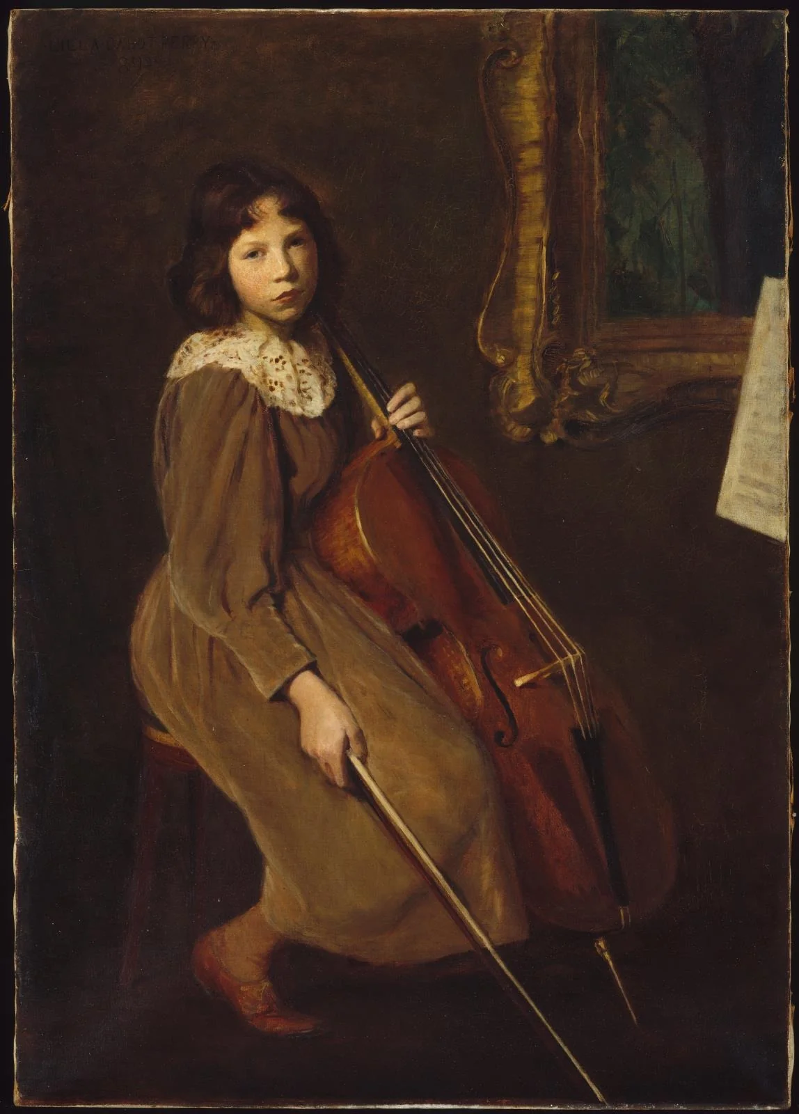 A Young Violoncellist, detail