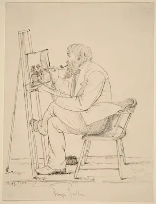 Sketching - George Fuller, by John Quincy Adams Ward, ink, 1858