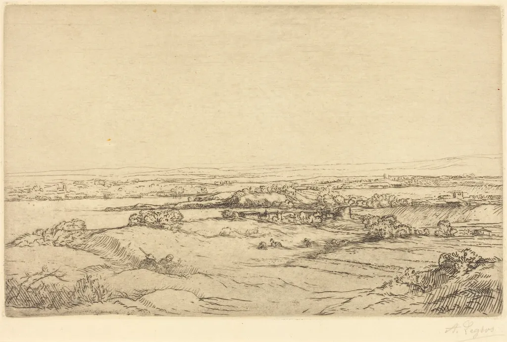 Plain near a Lake (La plaine pres du lac), by Alphonse Legros, ink, 1874