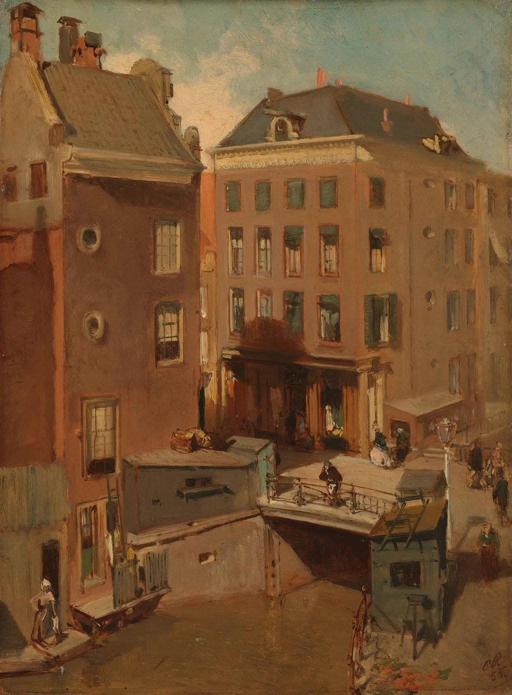 The Osjessluis near Kalverstraat in Amsterdam, by Charles Rochussen, oil, 1855