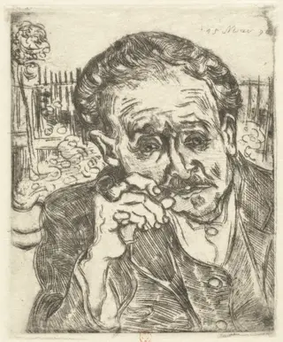 Dr. Gachet (Man with a Pipe), by Vincent van Gogh, ink, 1890