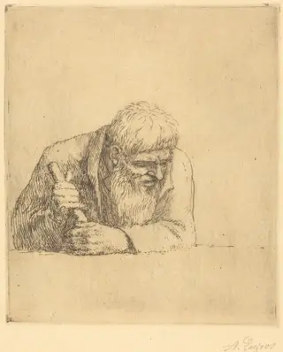Curious Man (Un curieux), by Alphonse Legros, ink, 1874