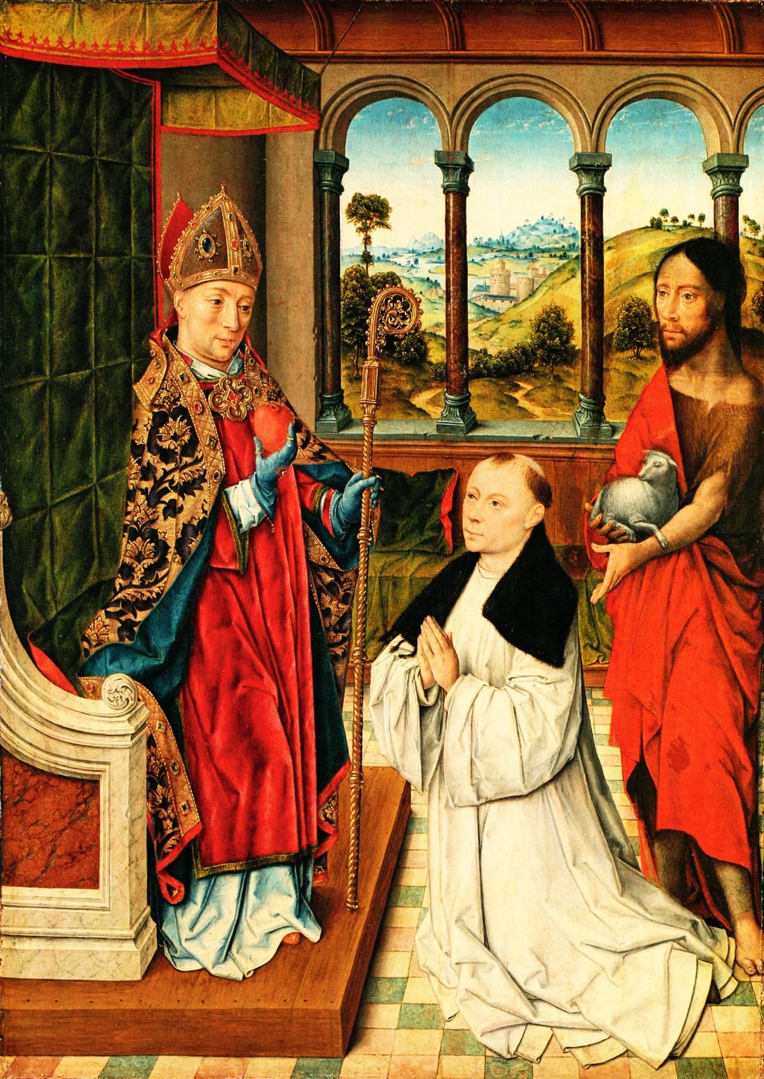 Der Heilige Augustinus und Johannes dem Täufer mit einem Stifter, detail