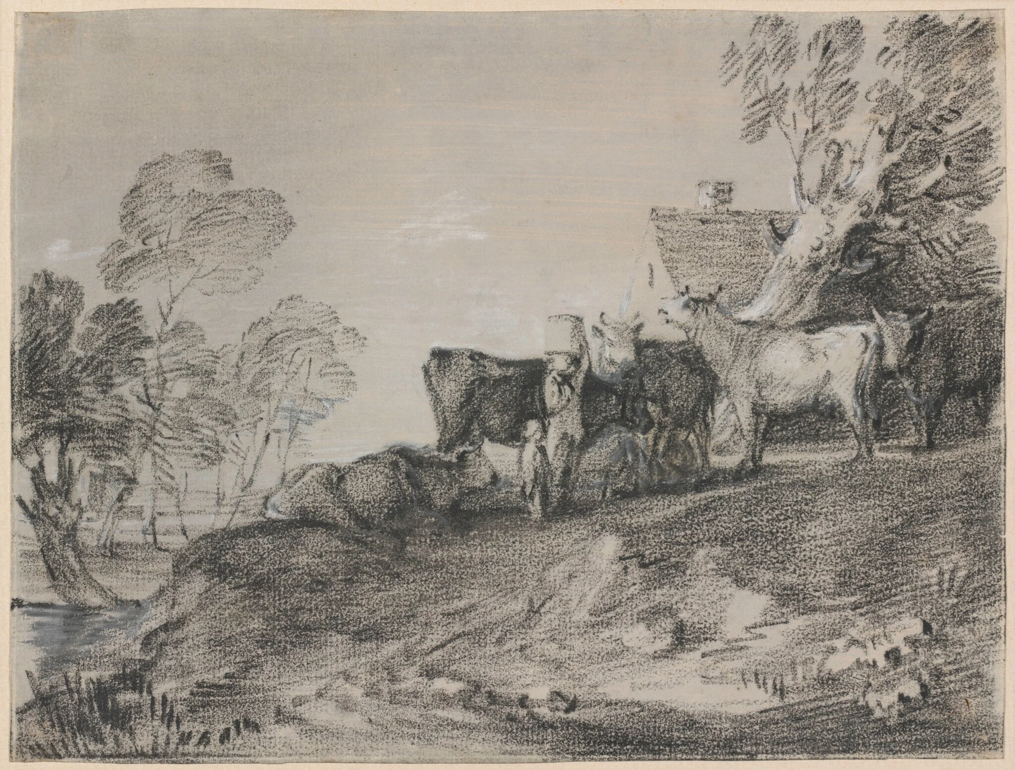 Landscape with Cattle by a Cottage, detail