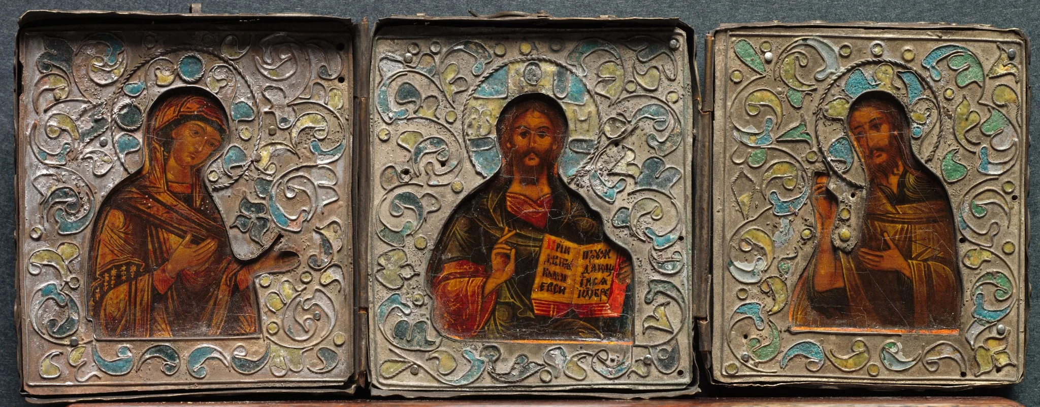 Triptych with Christ, the Virgin, and St. John the Evangelist, detail