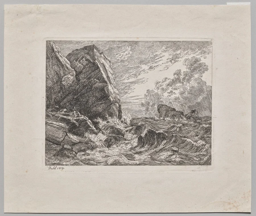 Norwegian Seacoast During a Storm, detail