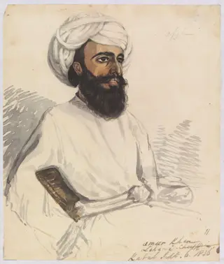 Ameer Khan  Lohani Cheiftain [sic], by Godfrey Thomas Vigne, watercolor, 1836
