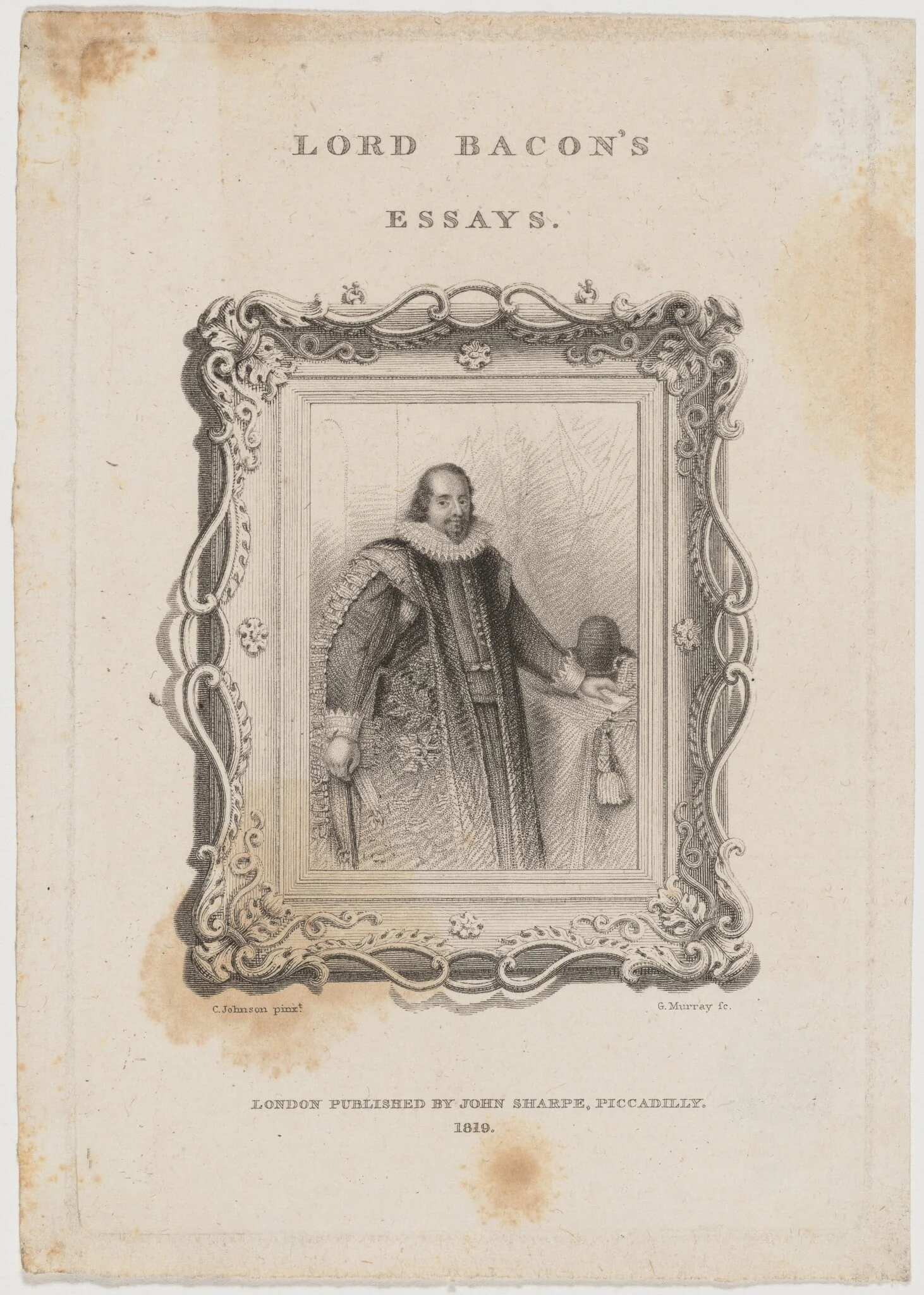 Lord Bacon's Essays - Title Page, detail