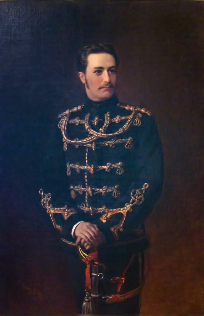 Portrait of Count Vladimir Bobrinsky, Lieutenant of the Life-Guards Hussar Regiment, by Konstantin Makovsky, oil, 1890