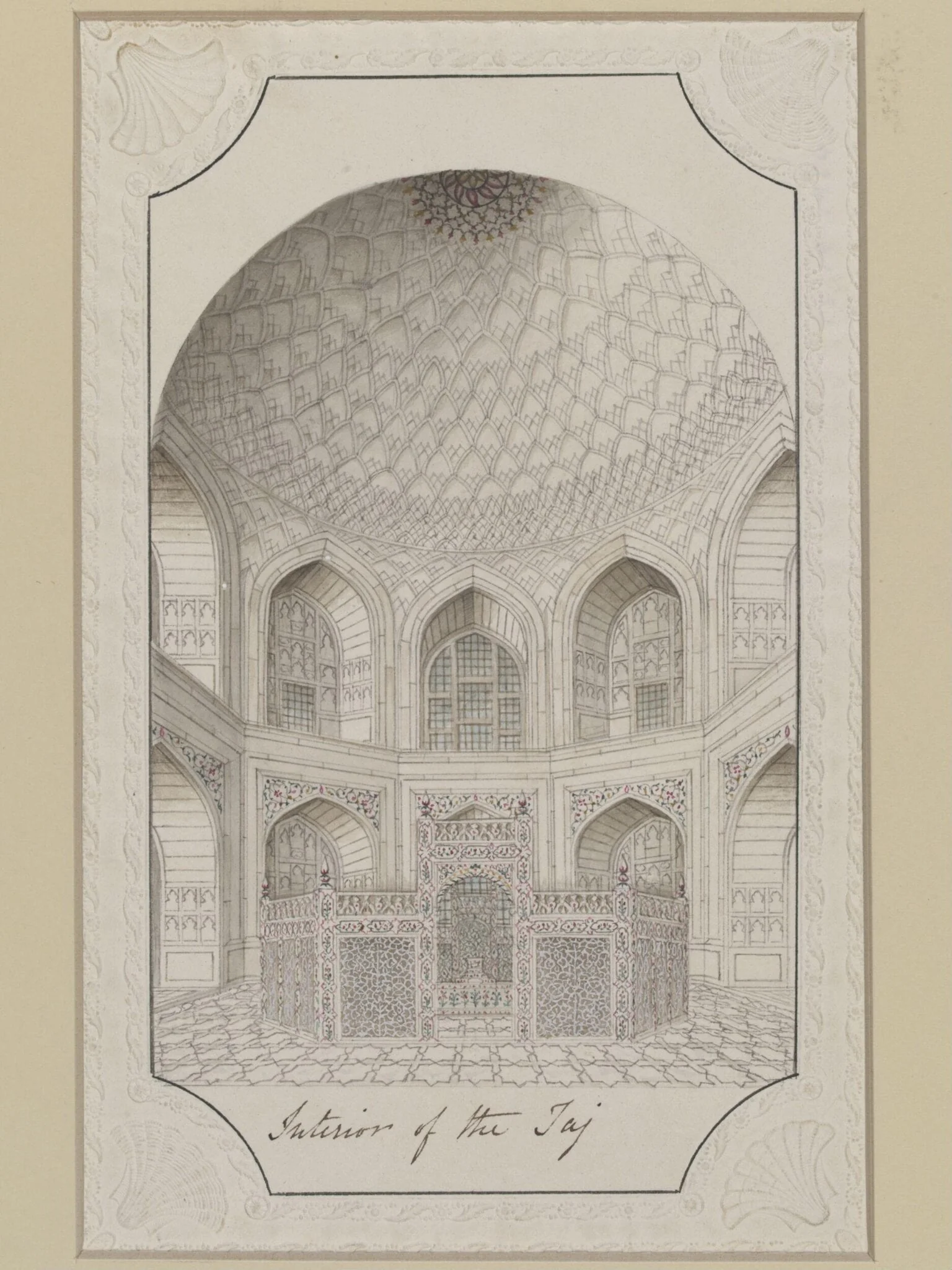 Interior of the Taj Mahal, Agra., detail